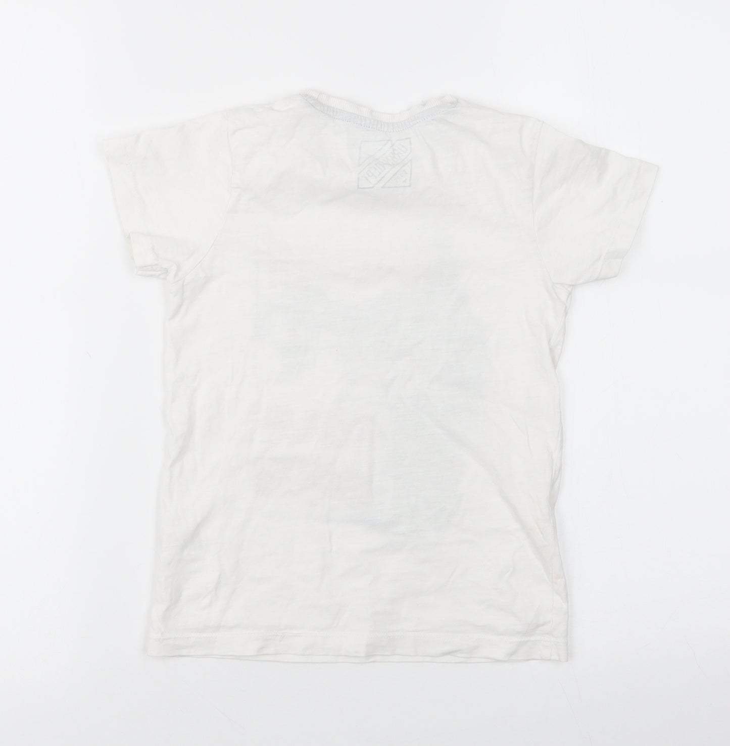 Matalan Boys White  100% Cotton Basic T-Shirt Size 6 Years Round Neck Pullover - dinosaur