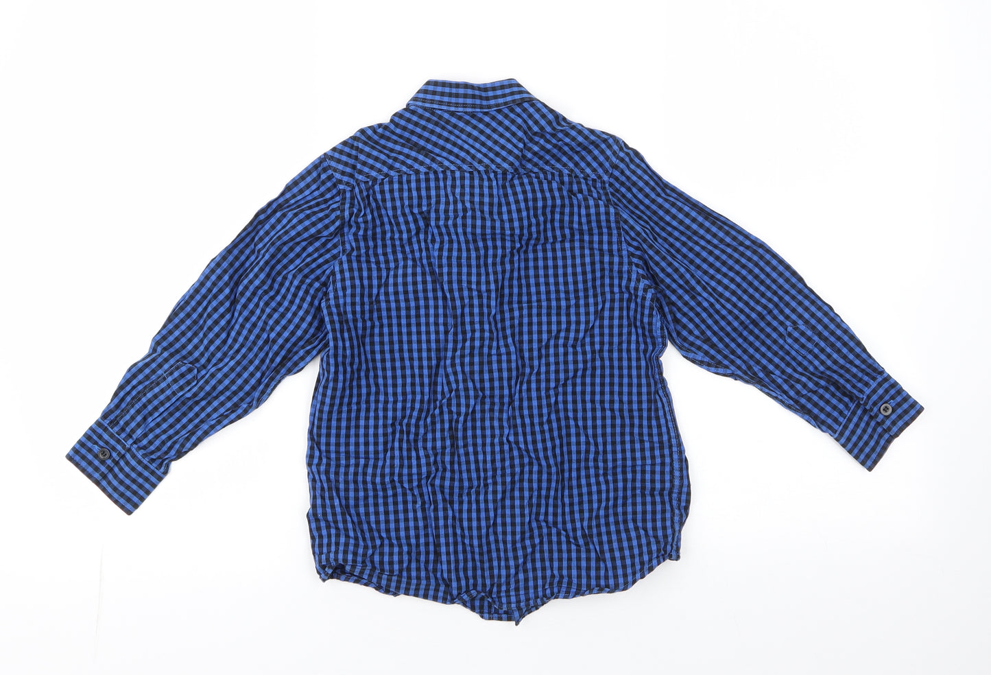 Matalan Boys Blue Striped 100% Cotton Jersey Dress Shirt Size 4-5 Years Collared Button