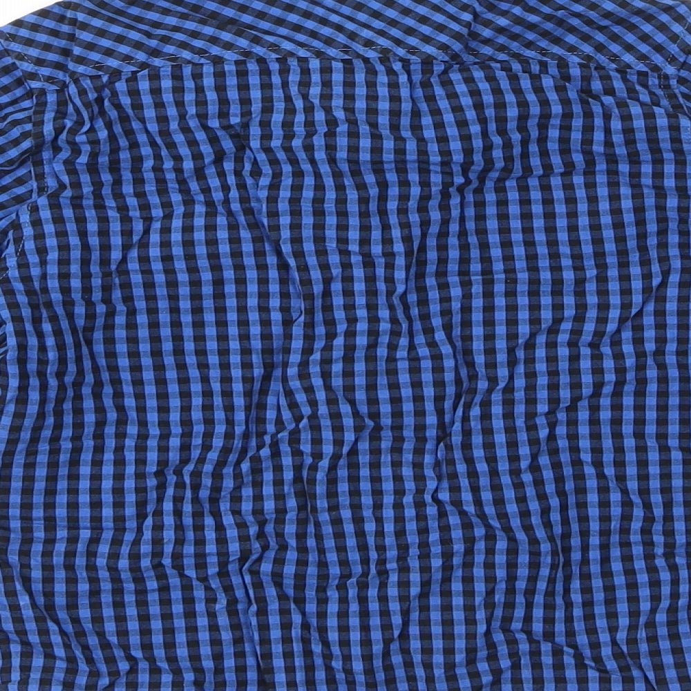Matalan Boys Blue Striped 100% Cotton Jersey Dress Shirt Size 4-5 Years Collared Button