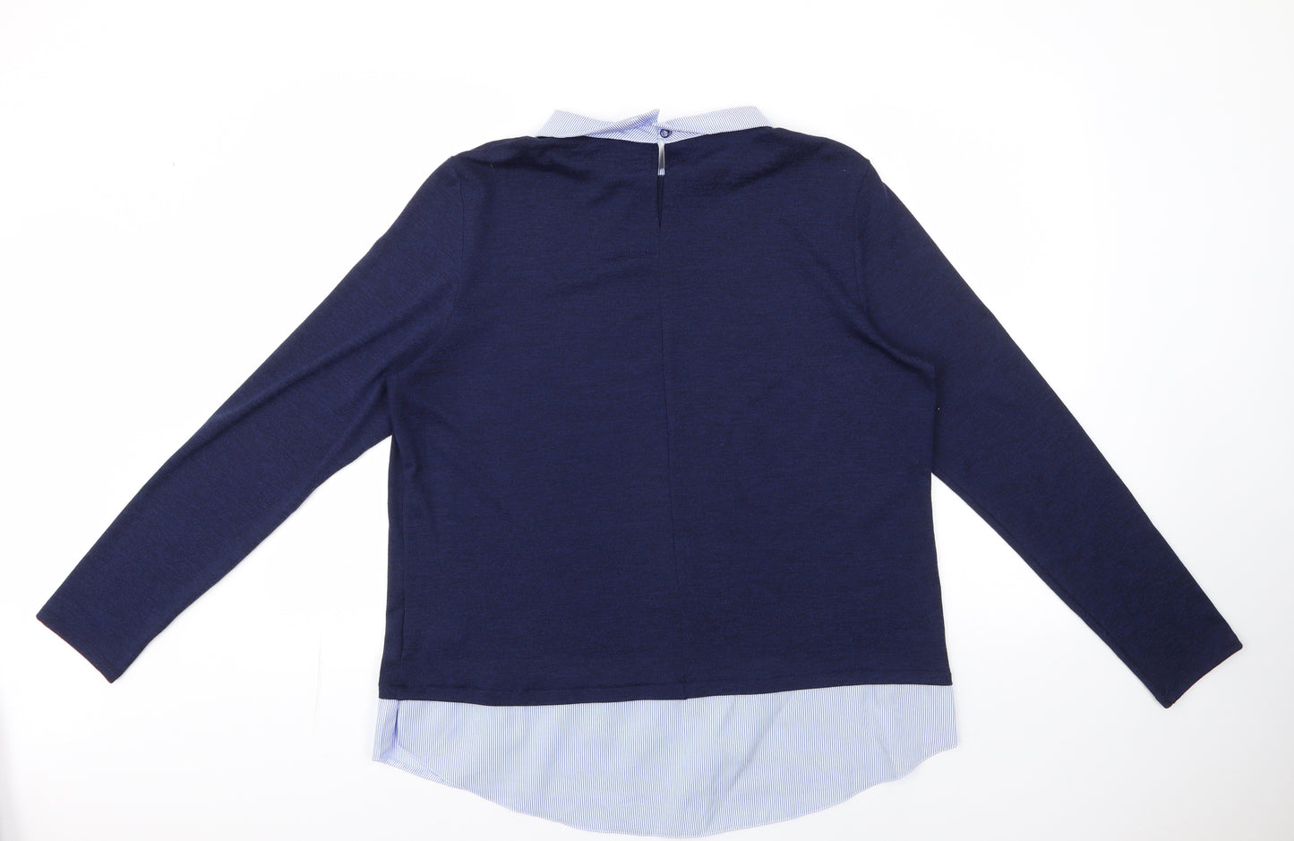 Primark Womens Blue Collared  Polyester Pullover Jumper Size L   - jumper shirt