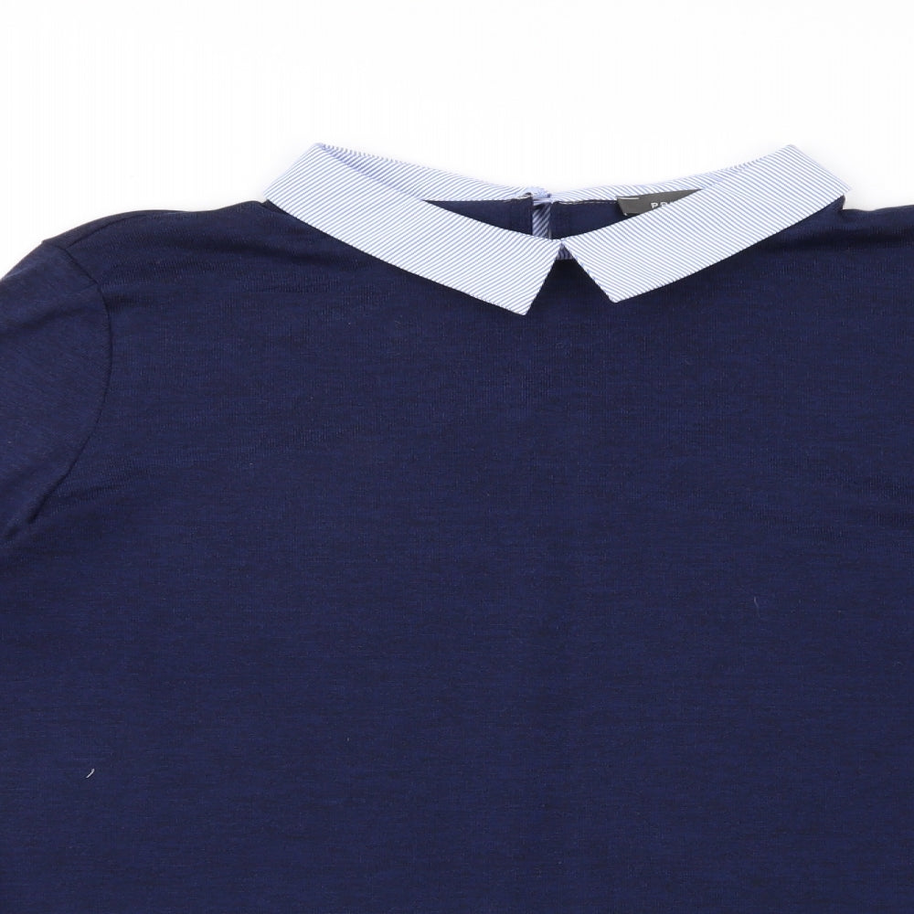 Primark Womens Blue Collared  Polyester Pullover Jumper Size L   - jumper shirt