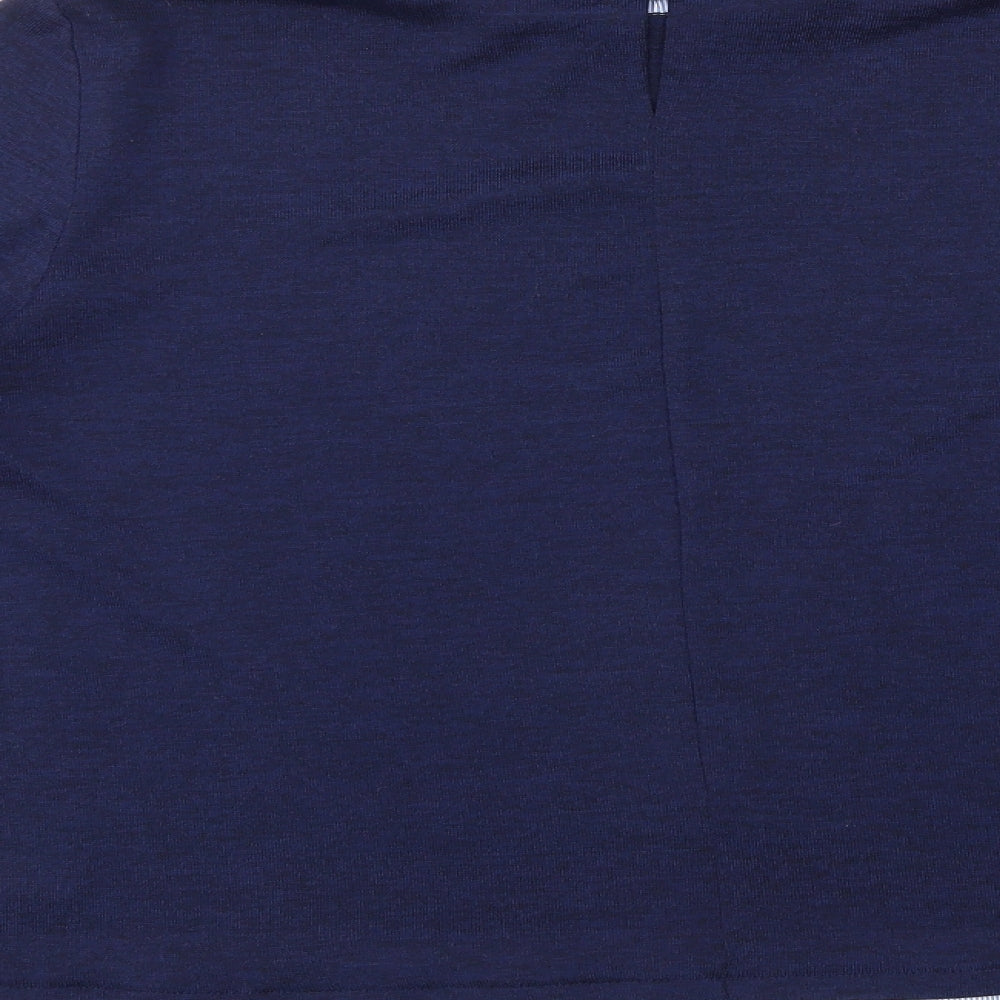 Primark Womens Blue Collared  Polyester Pullover Jumper Size L   - jumper shirt