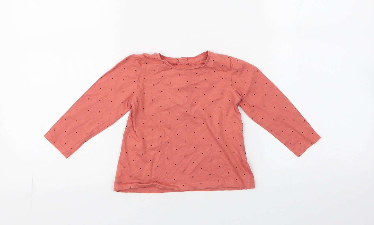 Dunnes  Orange Spotted 100% Cotton Pullover T-Shirt Size 18-24 Months Round Neck Magnetic