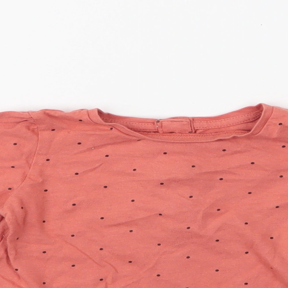 Dunnes  Orange Spotted 100% Cotton Pullover T-Shirt Size 18-24 Months Round Neck Magnetic
