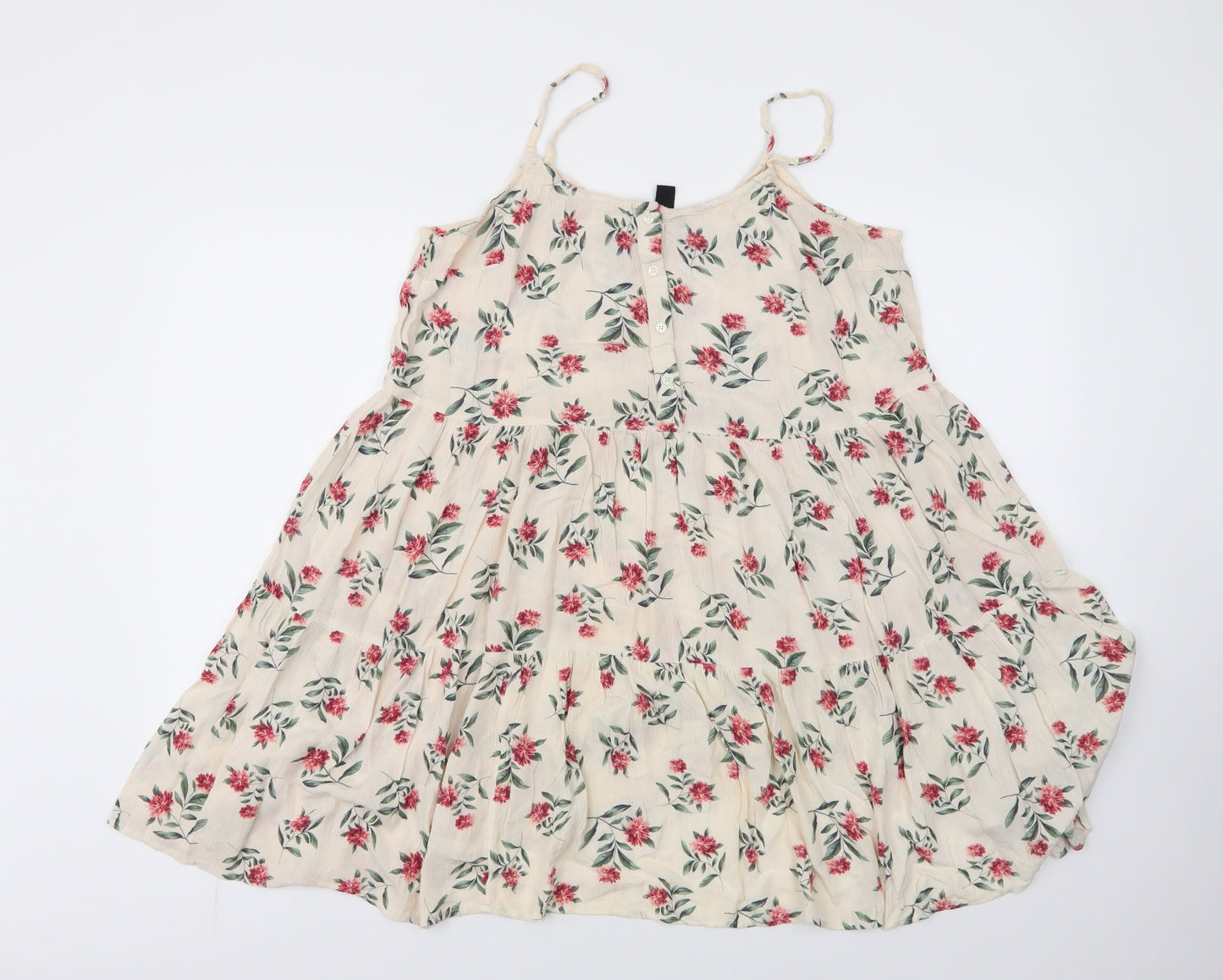 New Look Womens White Floral Viscose   Size 16  Round Neck Button