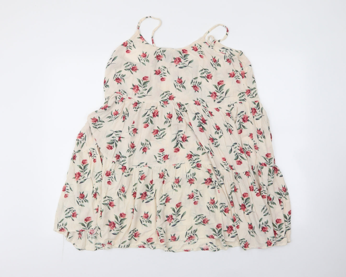 New Look Womens White Floral Viscose   Size 16  Round Neck Button
