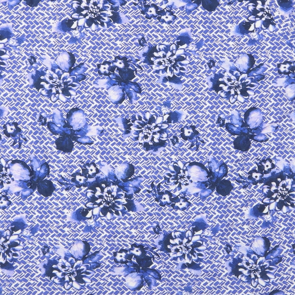 Honor Milburn Womens Purple Floral 100% Cotton Basic T-Shirt Size M Round Neck - Keyhole neck