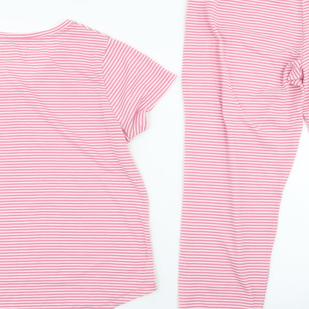 Matalan Womens Pink Striped Polyester  Pyjama Set Size S   - spotted pocket