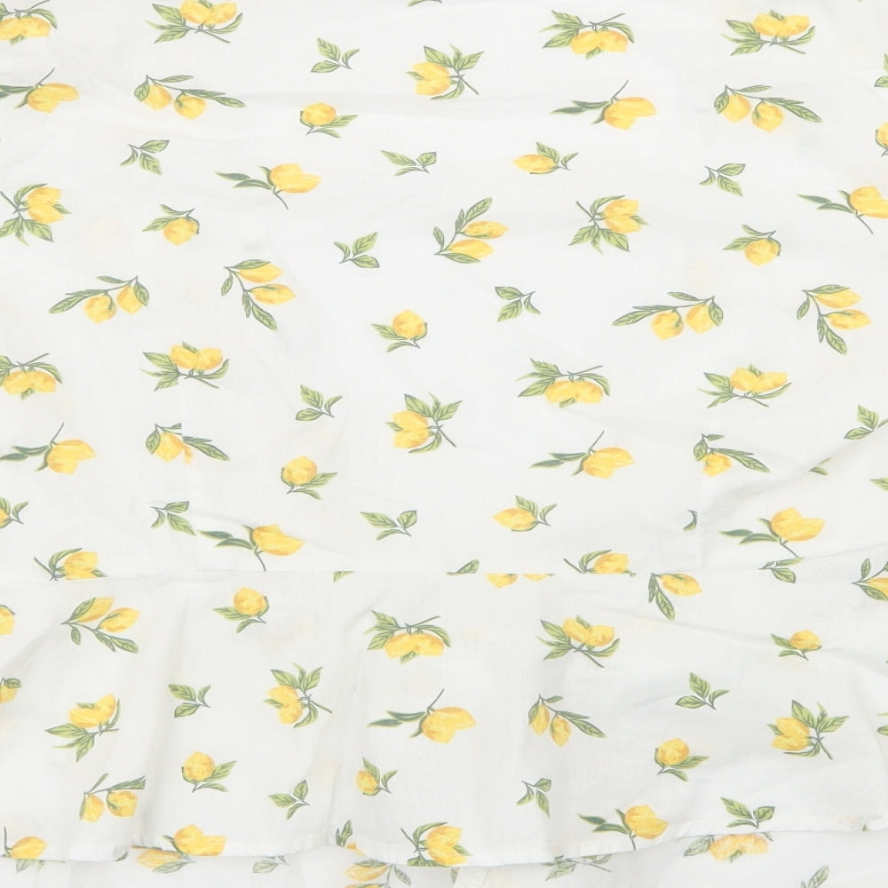 Primark Womens White Floral Cotton  Blouse Size 12  - lemon