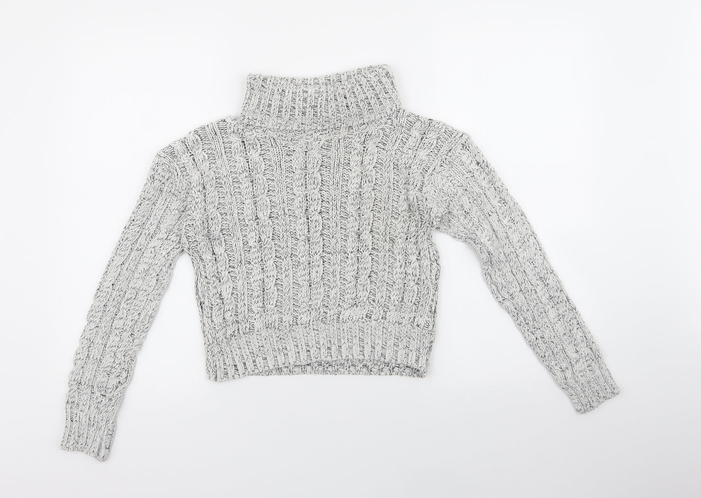 Chemistry Womens Grey High Neck  Acrylic Pullover Jumper Size M   - Cropped Jumper