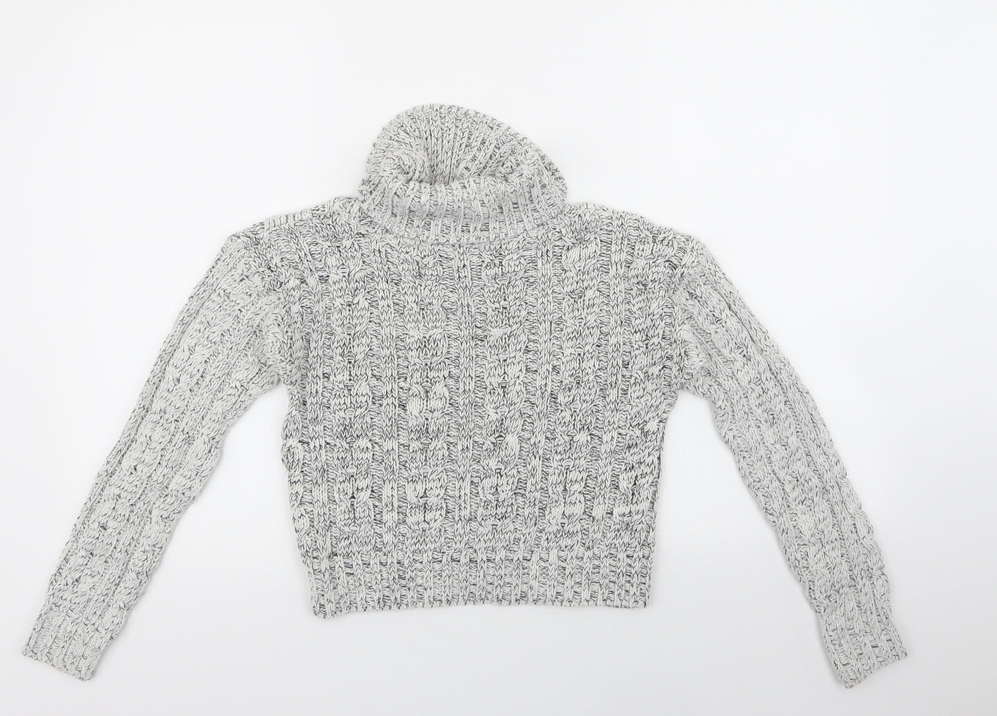 Chemistry Womens Grey High Neck  Acrylic Pullover Jumper Size M   - Cropped Jumper
