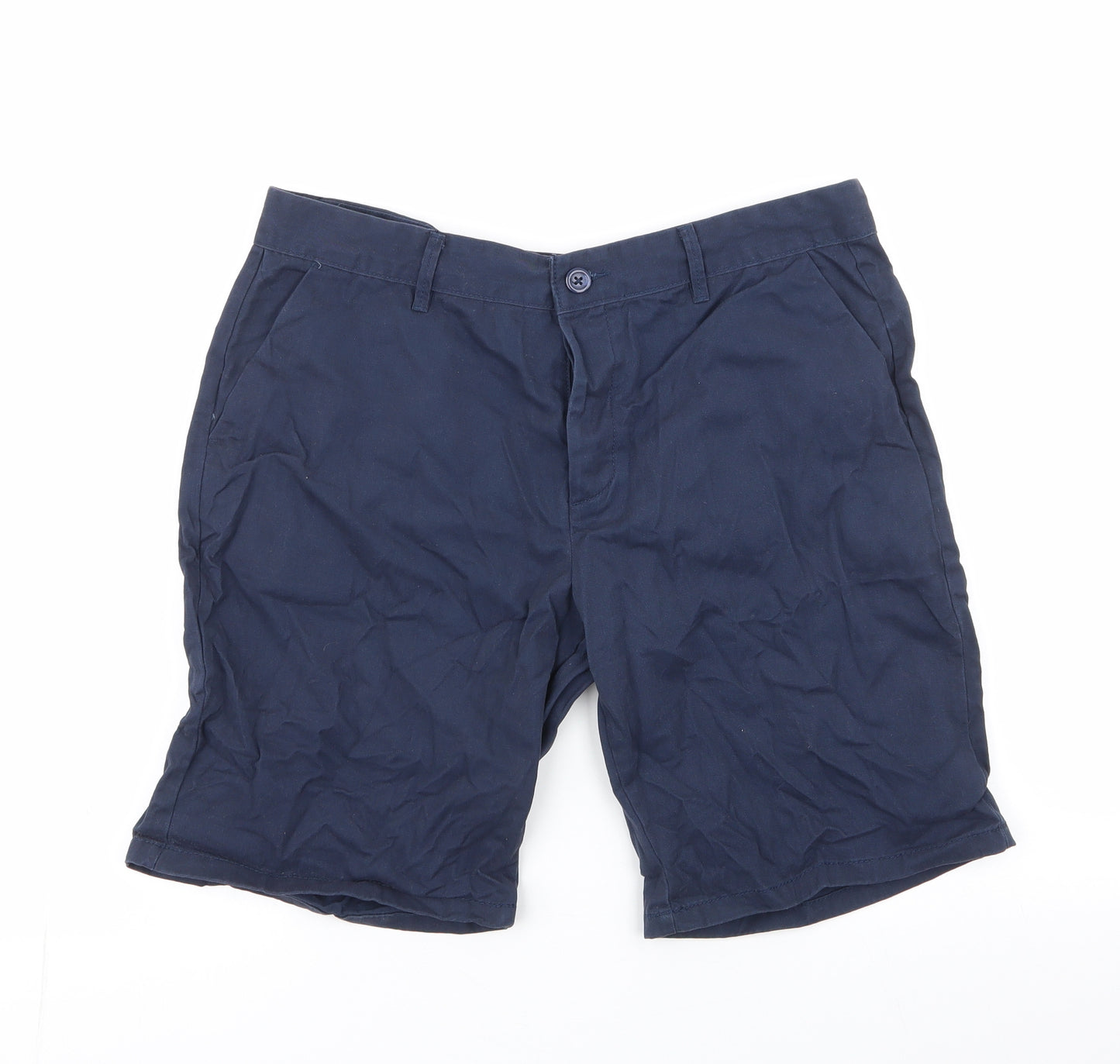 Primark Mens Blue  Cotton Chino Shorts Size 36 in L9 in Regular Button