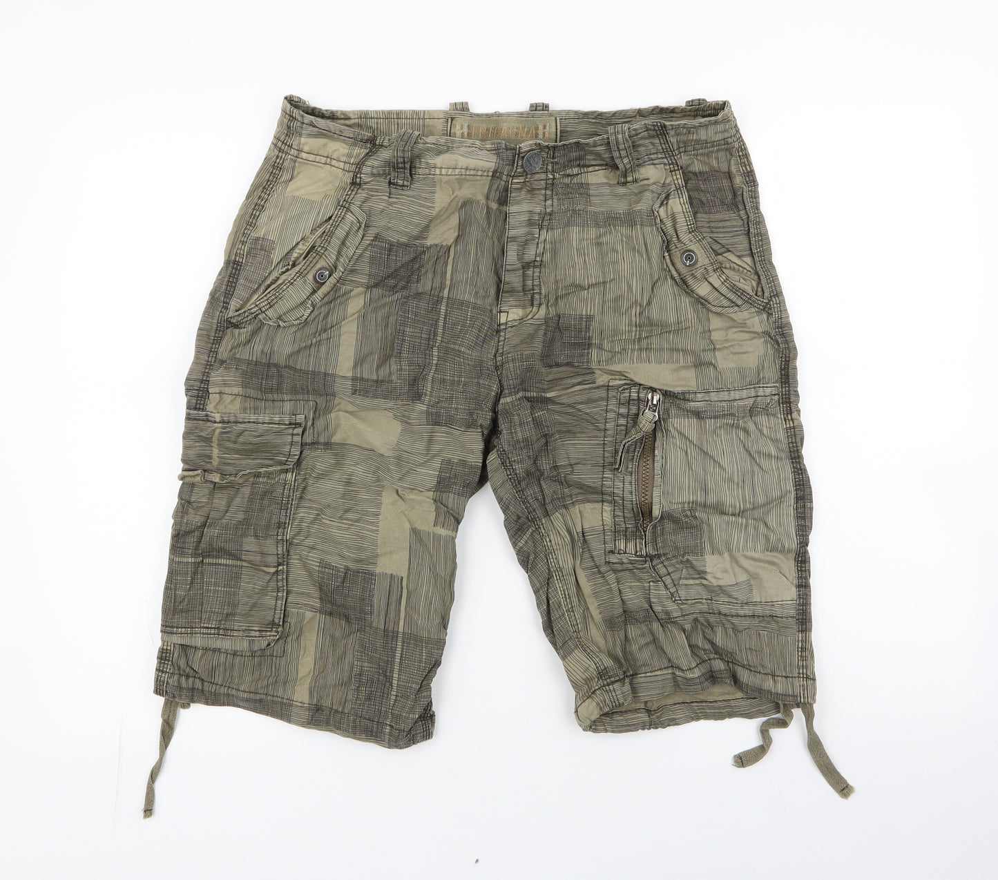 Tridagna Mens Green Camouflage  Cargo Shorts Size 32 in L11 in Regular Zip