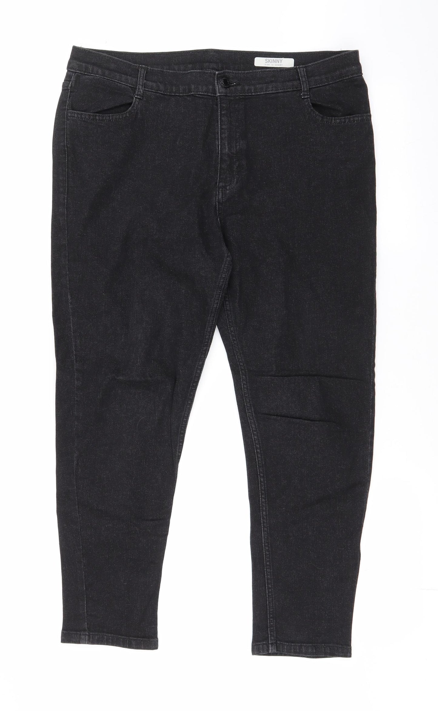 Marks and Spencer Womens Black  Cotton Skinny Jeans Size 16 L25 in Regular Zip