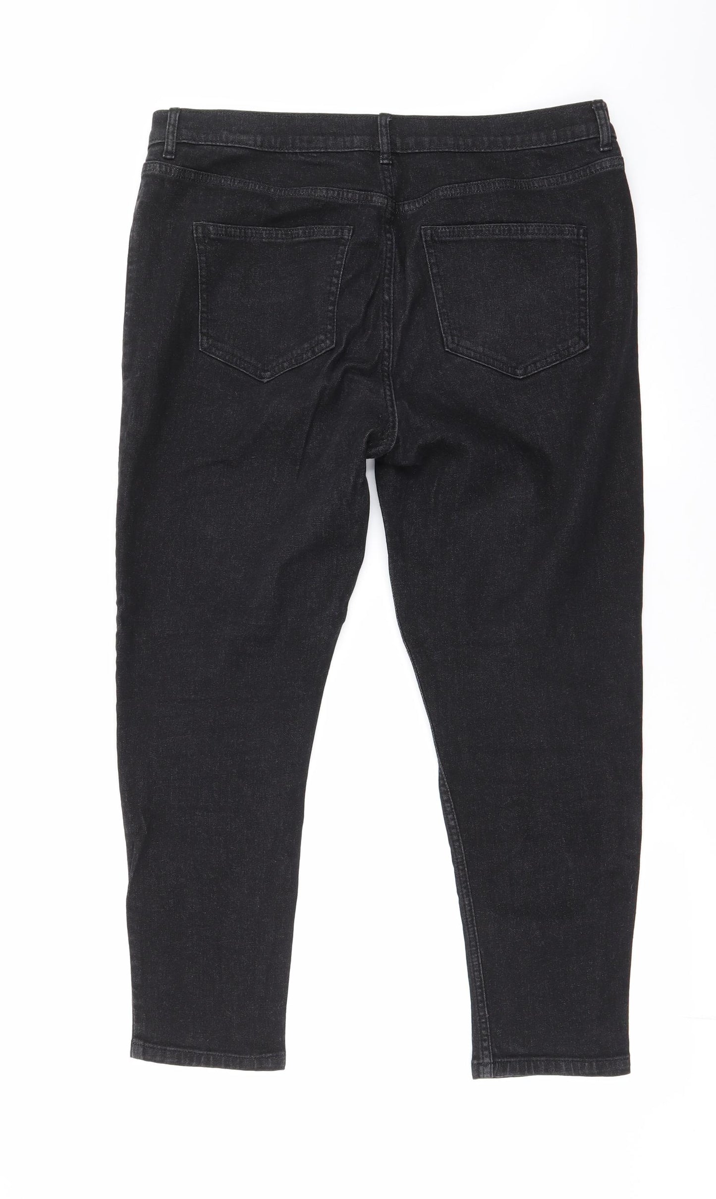 Marks and Spencer Womens Black  Cotton Skinny Jeans Size 16 L25 in Regular Zip