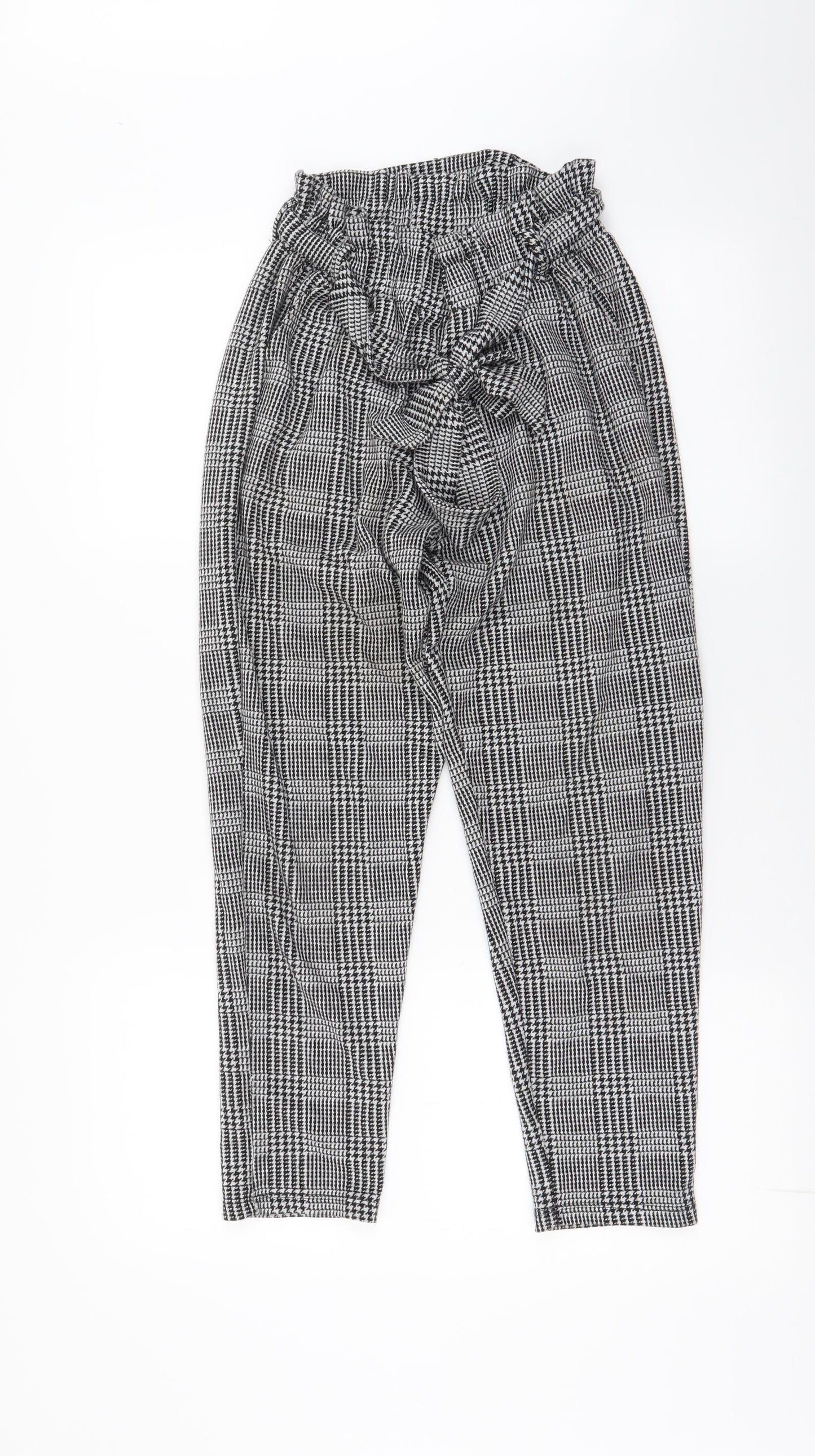 New Look Petite Womens Black Houndstooth Polyester Jogger Trousers Size 4 L24 in Slim Tie