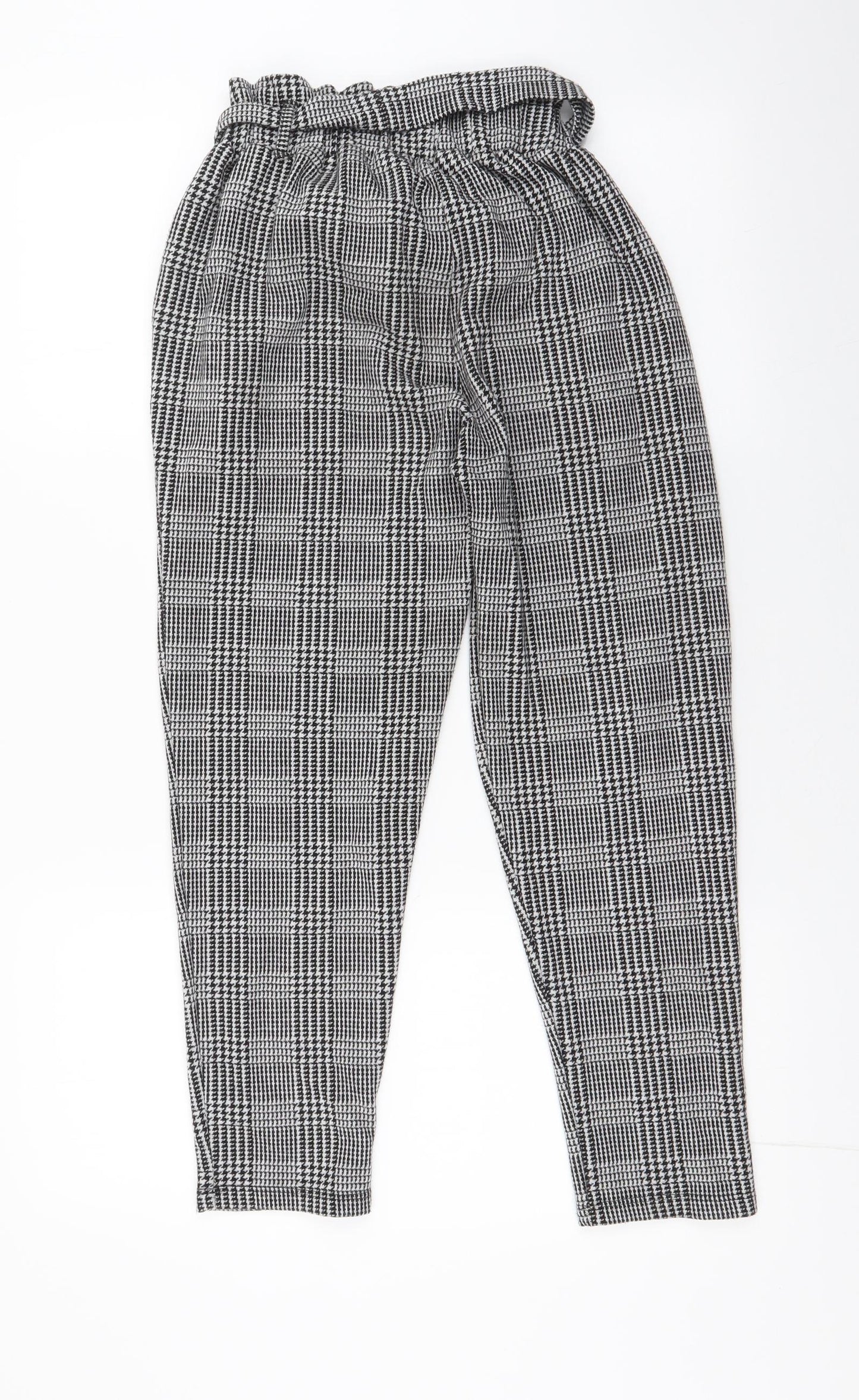 New Look Petite Womens Black Houndstooth Polyester Jogger Trousers Size 4 L24 in Slim Tie