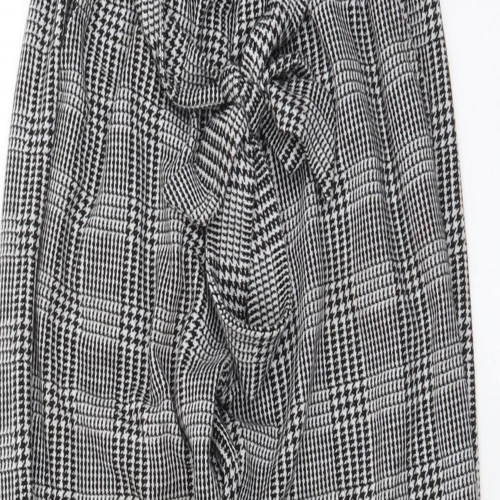 New Look Petite Womens Black Houndstooth Polyester Jogger Trousers Size 4 L24 in Slim Tie