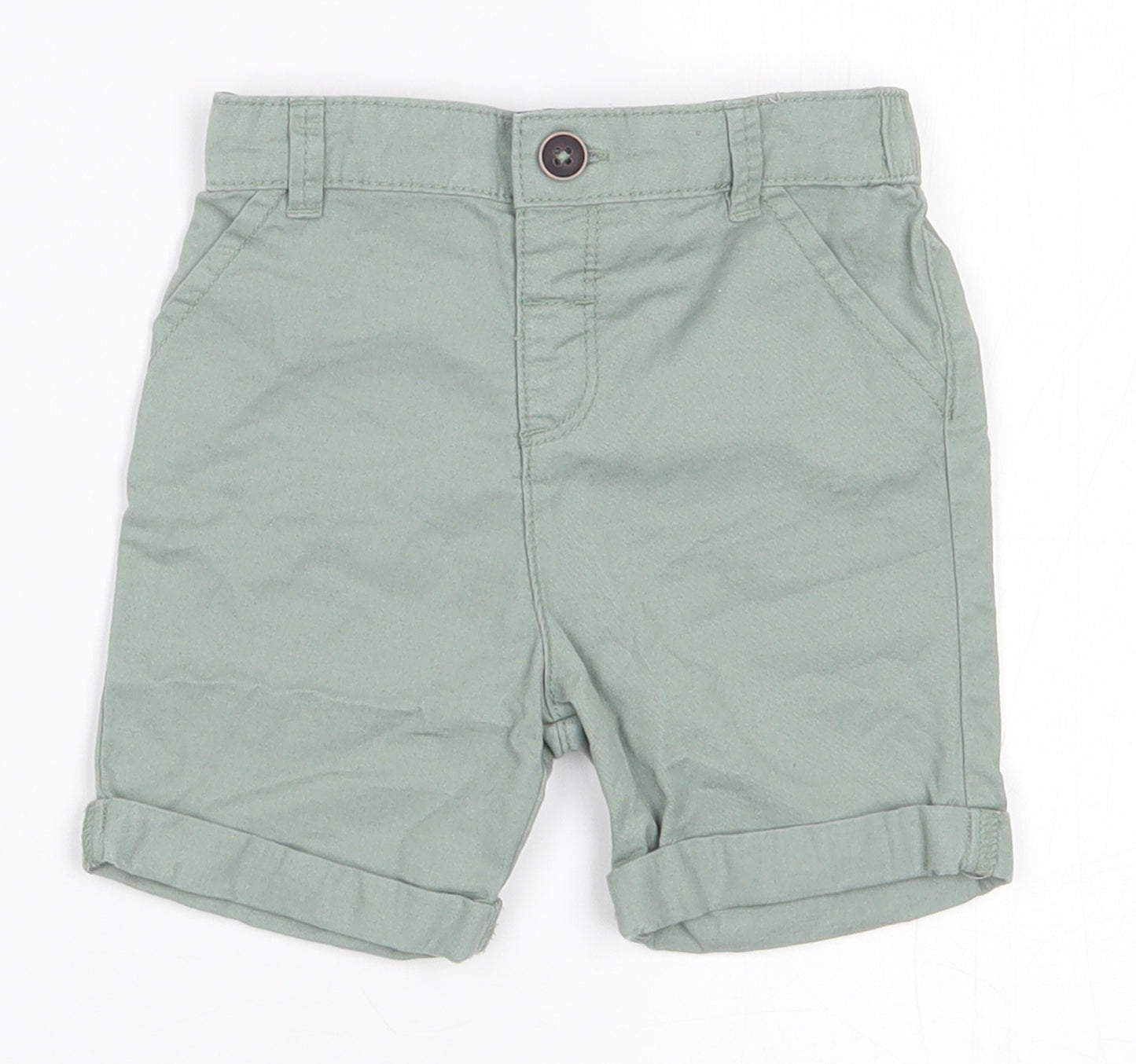 Fred & FLo Boys Green  100% Cotton Cargo Trousers Size 9-12 Months  Button