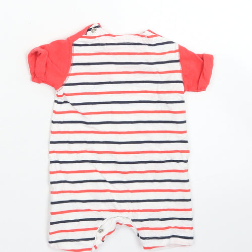 Mothercare Boys Red Striped Cotton Romper One-Piece Size 0-3 Months  Snap - Chest Pocket