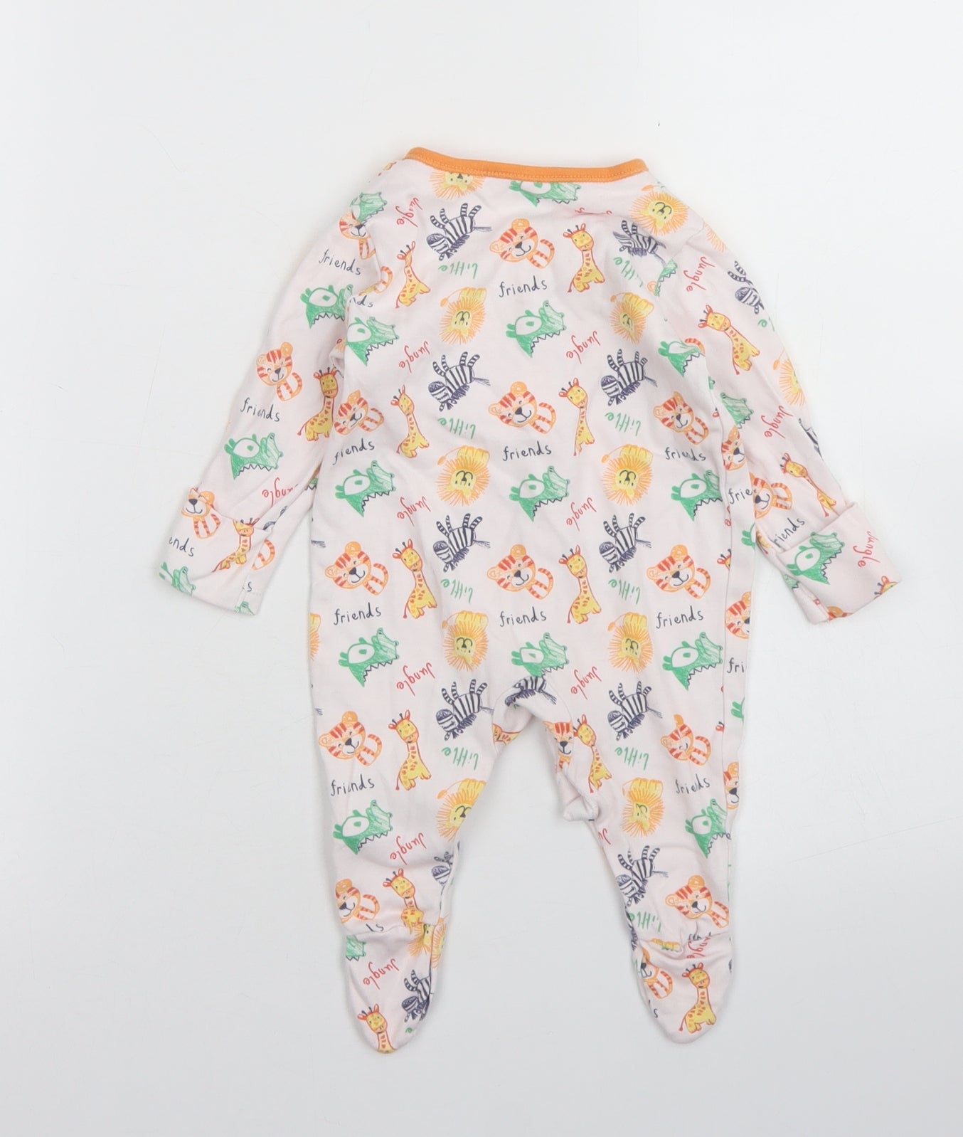 George Boys White Spotted Cotton Babygrow One-Piece Size 0-3 Months  Snap - Zoo Print