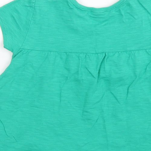 NEXT Girls Green  Cotton Basic T-Shirt Size 2-3 Years Crew Neck