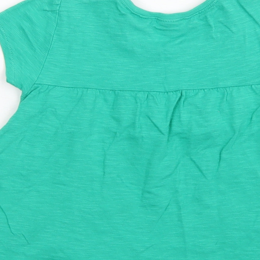 NEXT Girls Green  Cotton Basic T-Shirt Size 2-3 Years Crew Neck