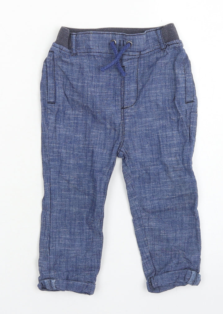 George Boys Blue Cotton Jogger Jeans Size 12-18 Months Drawstring