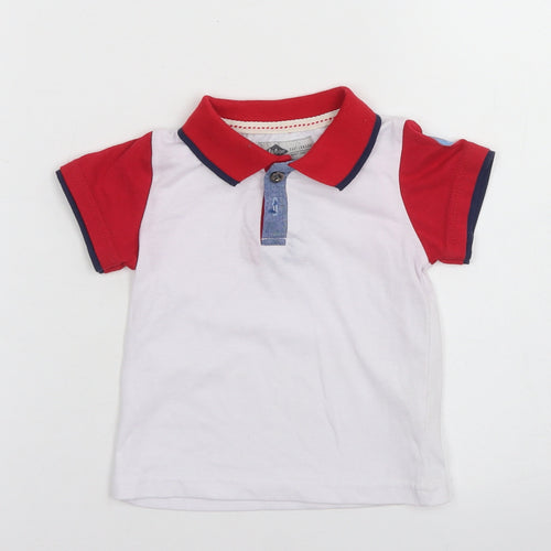 Lee Cooper Boys White Colourblock Polyester Basic Polo Size 18-24 Months Collared Button