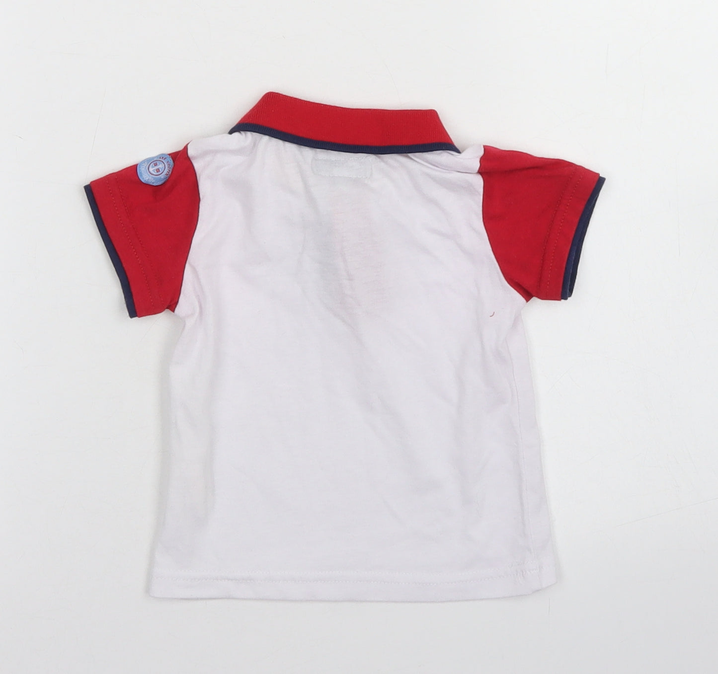 Lee Cooper Boys White Colourblock Polyester Basic Polo Size 18-24 Months Collared Button