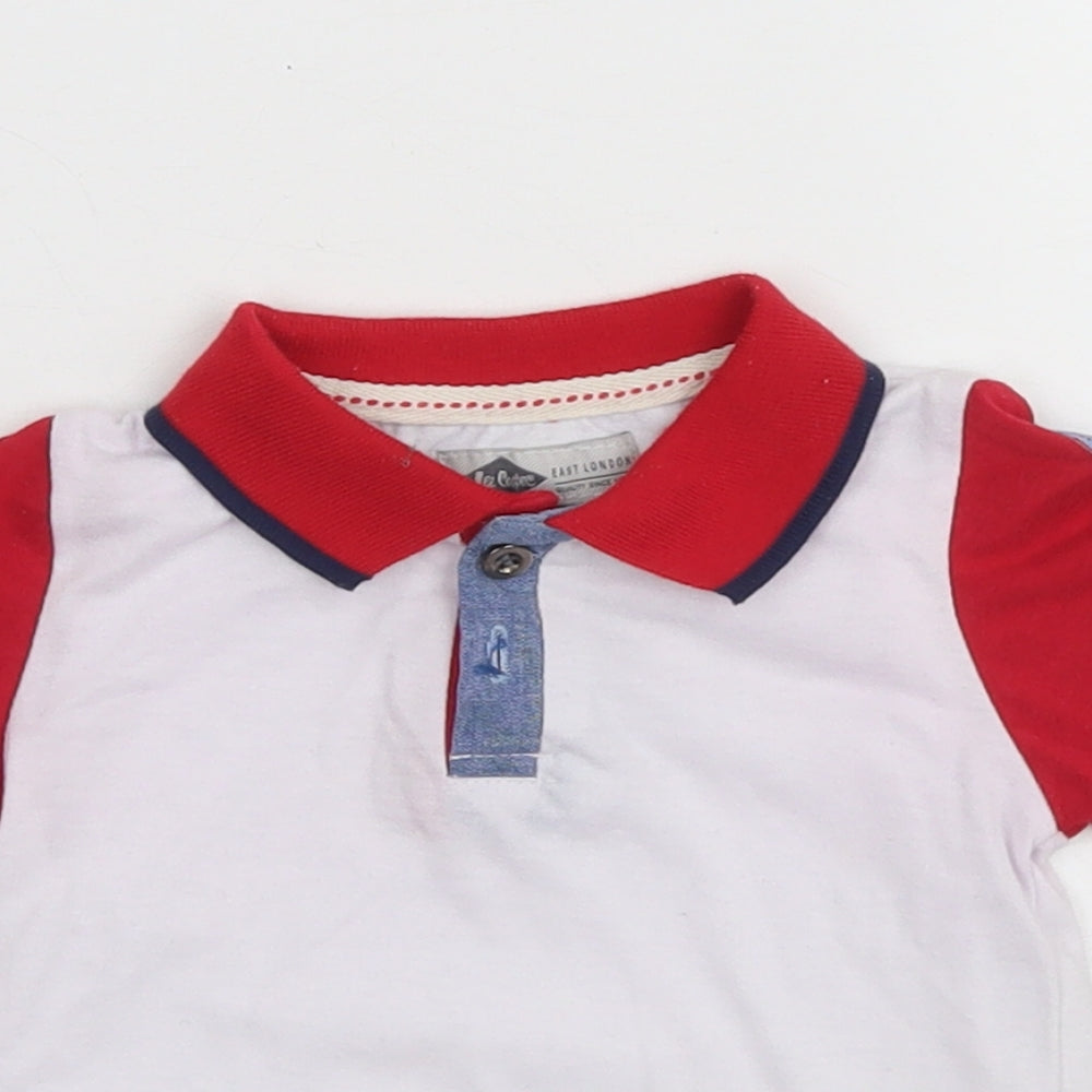 Lee Cooper Boys White Colourblock Polyester Basic Polo Size 18-24 Months Collared Button