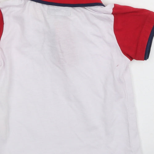 Lee Cooper Boys White Colourblock Polyester Basic Polo Size 18-24 Months Collared Button