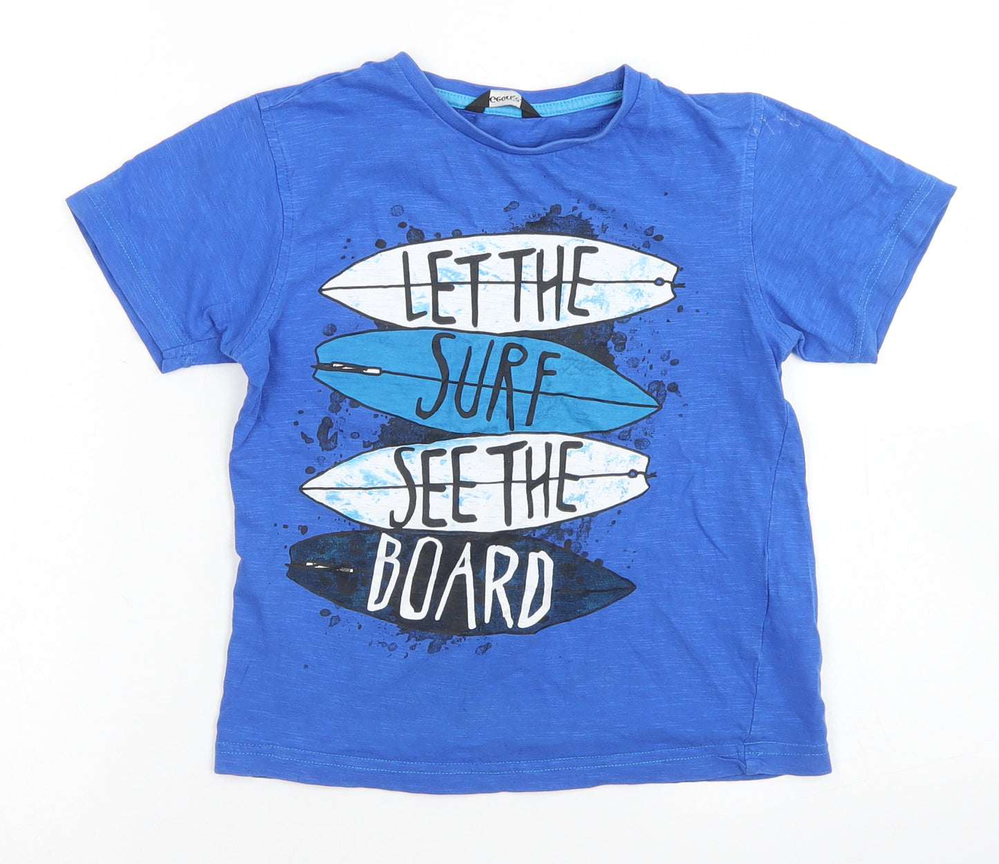 George Boys Blue  Cotton Basic T-Shirt Size 4-5 Years Crew Neck  - Surfing