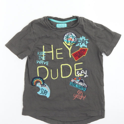 TU Boys Brown  Cotton Basic T-Shirt Size 18-24 Months Crew Neck