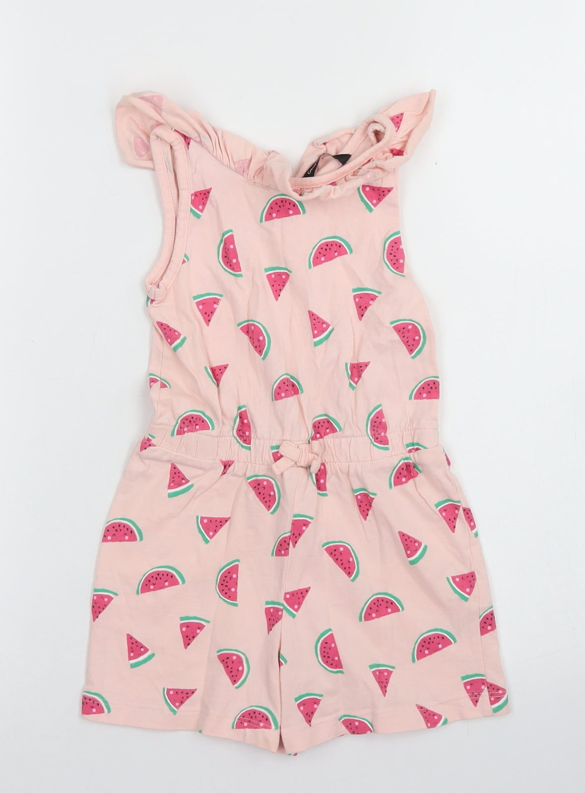 George Girls Pink  Cotton Playsuit One-Piece Size 3-4 Years  Button - Watermelon Print