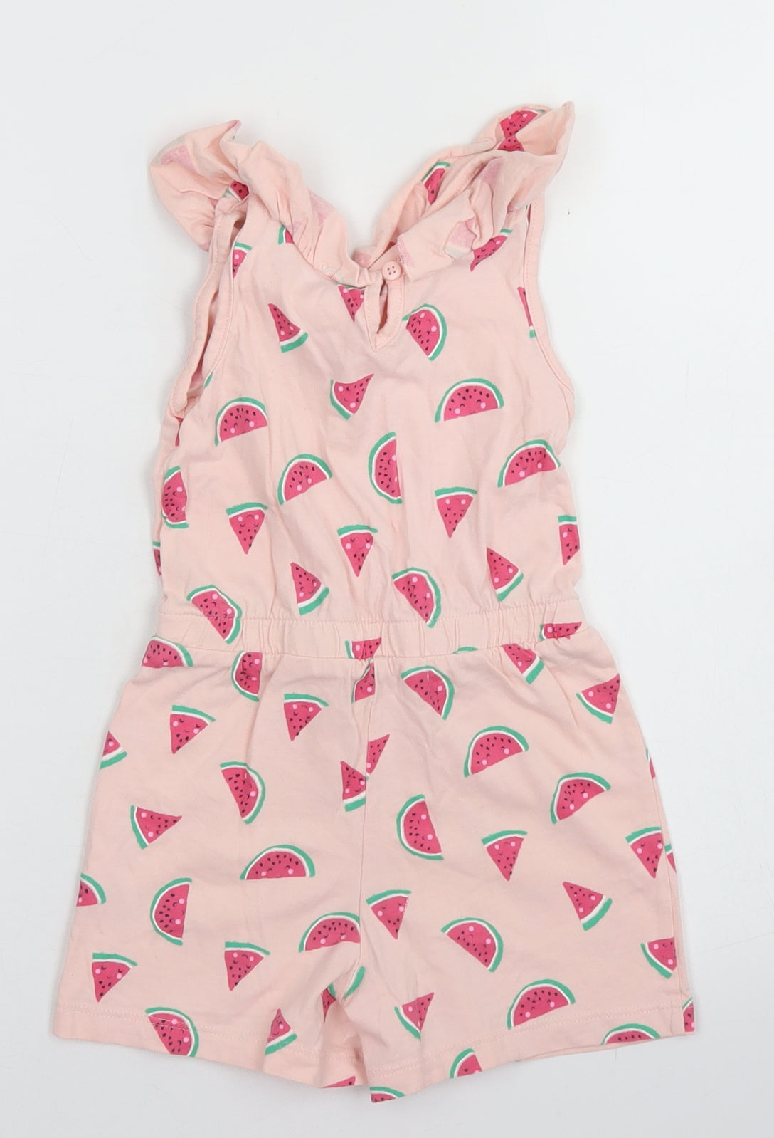 George Girls Pink  Cotton Playsuit One-Piece Size 3-4 Years  Button - Watermelon Print