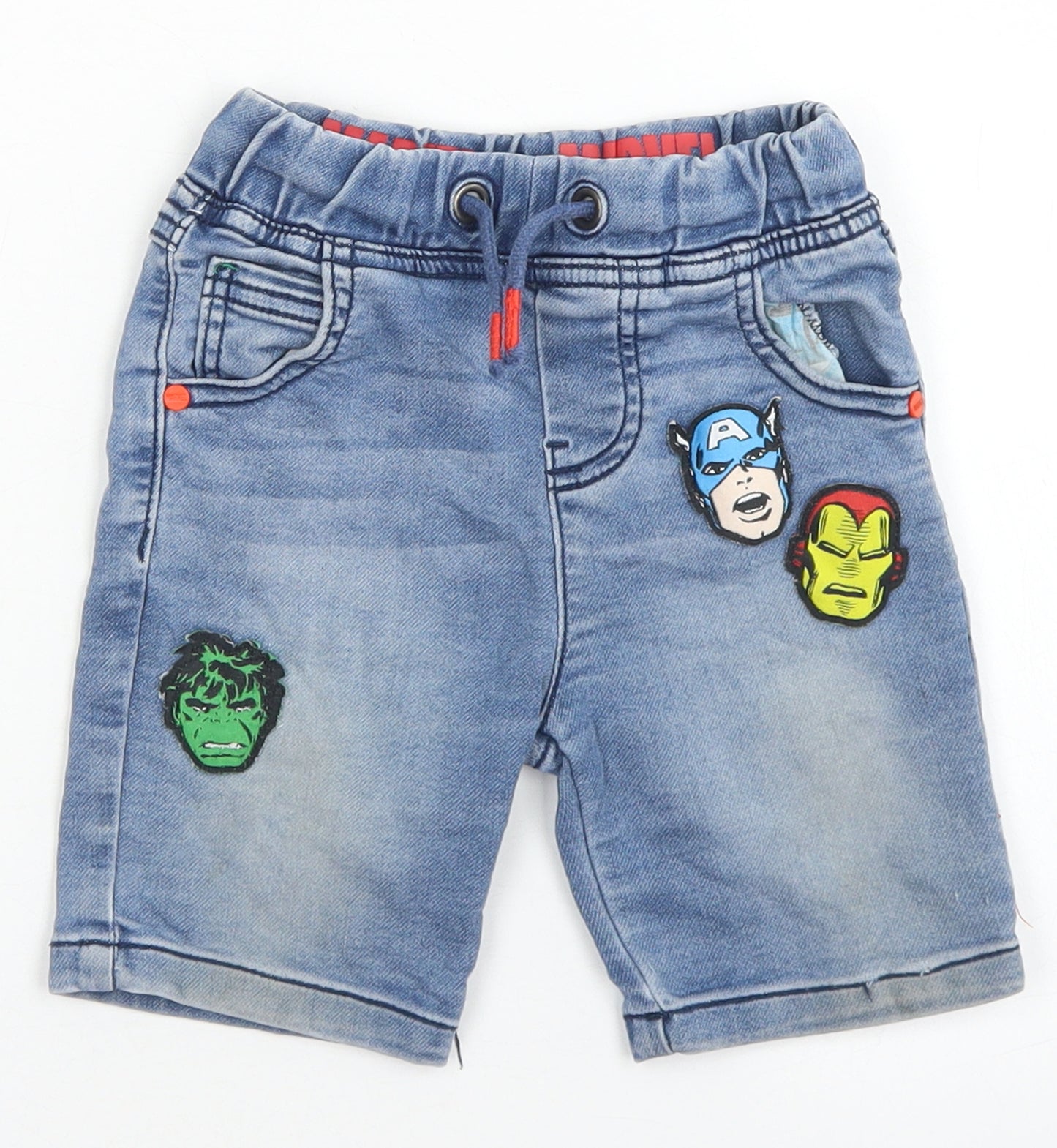 F&F Boys Blue  Cotton Cargo Jeans Size 18-24 Months  Drawstring - Marvel Avengers