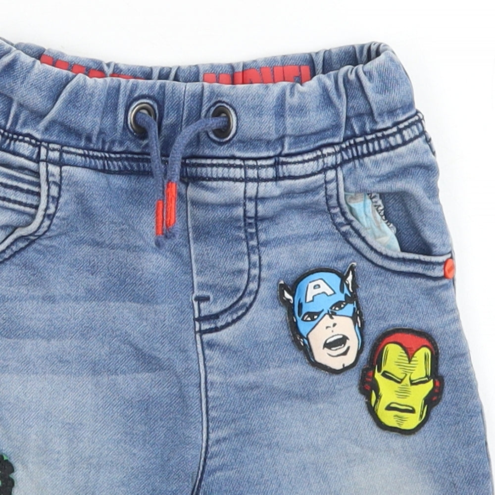 F&F Boys Blue  Cotton Cargo Jeans Size 18-24 Months  Drawstring - Marvel Avengers