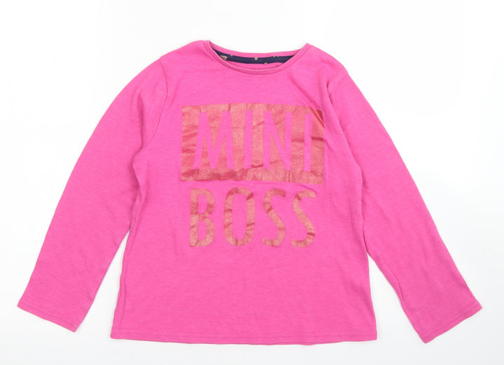 George Girls Pink Cotton Basic T-Shirt Size 9-10 Years Crew Neck