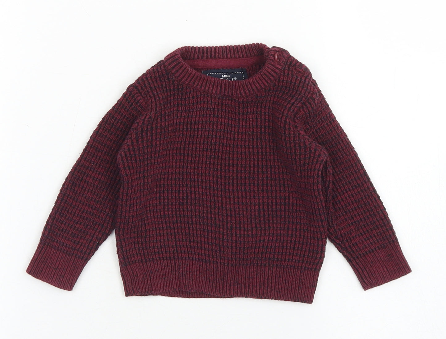 Mini Rebel Boys Purple  Cotton Pullover Jumper Size 3-6 Months  Button