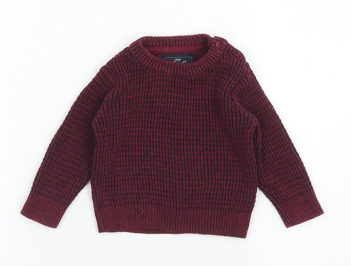 Mini Rebel Boys Purple  Cotton Pullover Jumper Size 3-6 Months  Button