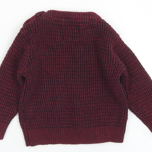 Mini Rebel Boys Purple  Cotton Pullover Jumper Size 3-6 Months  Button