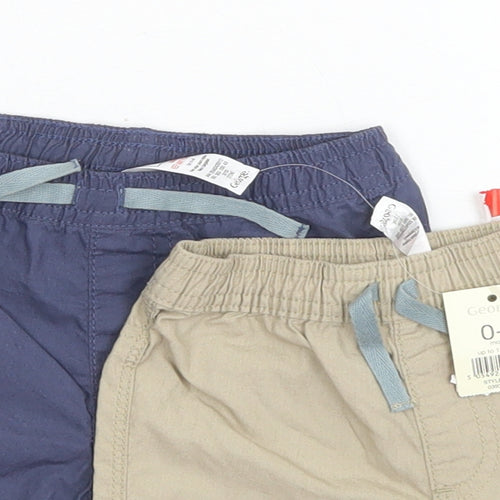 George Boys Blue  Cotton Shorts Outfit/Set Size 0-3 Months  Drawstring