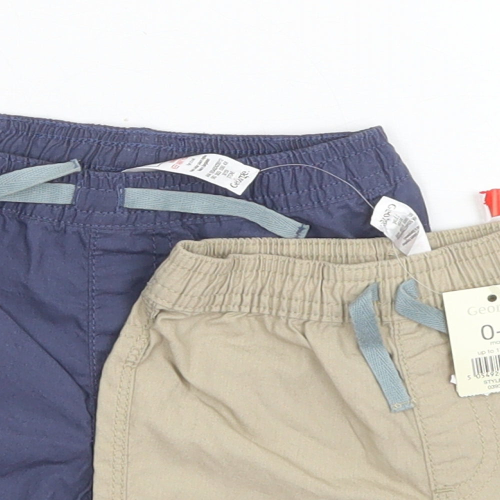 George Boys Blue  Cotton Shorts Outfit/Set Size 0-3 Months  Drawstring