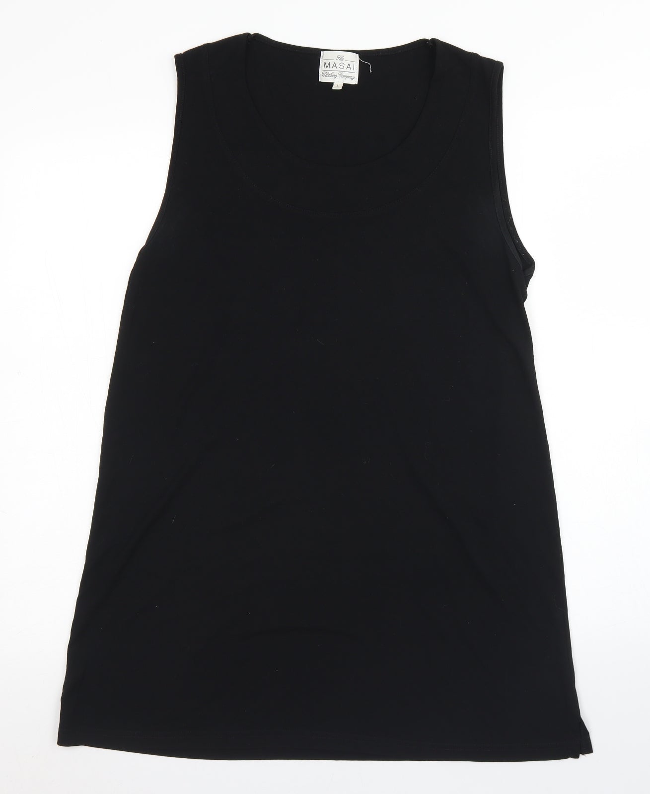 The Masai Clothing Company Womens Black  Viscose Tunic Tank Size L Round Neck