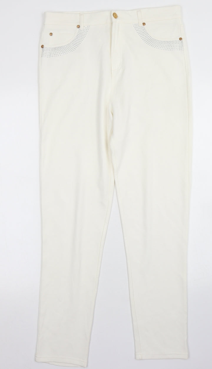 Al Paradise Womens White Viscose Jegging Jeans Size M L27 in Regular Button