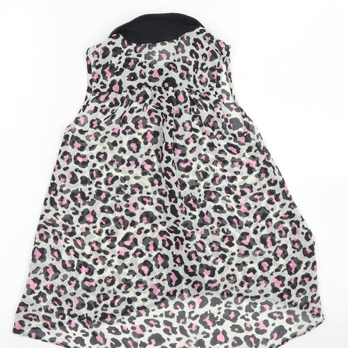 Candy Couture Girls Green Animal Print Polyester Basic Blouse Size 8-9 Years Collared Button