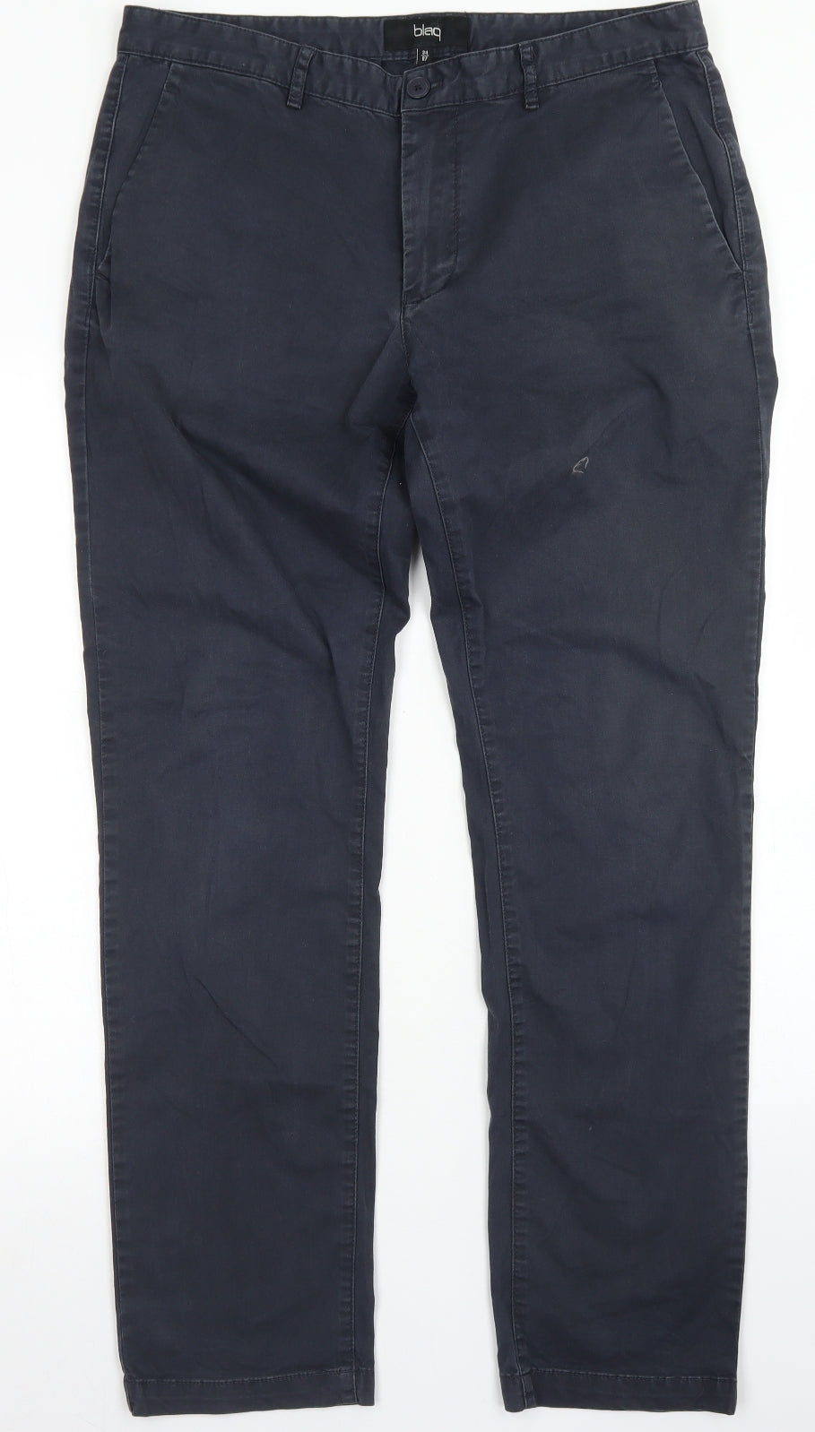 Blaq Mens Black  Cotton Chino Trousers Size 34 in L31 in Regular Button