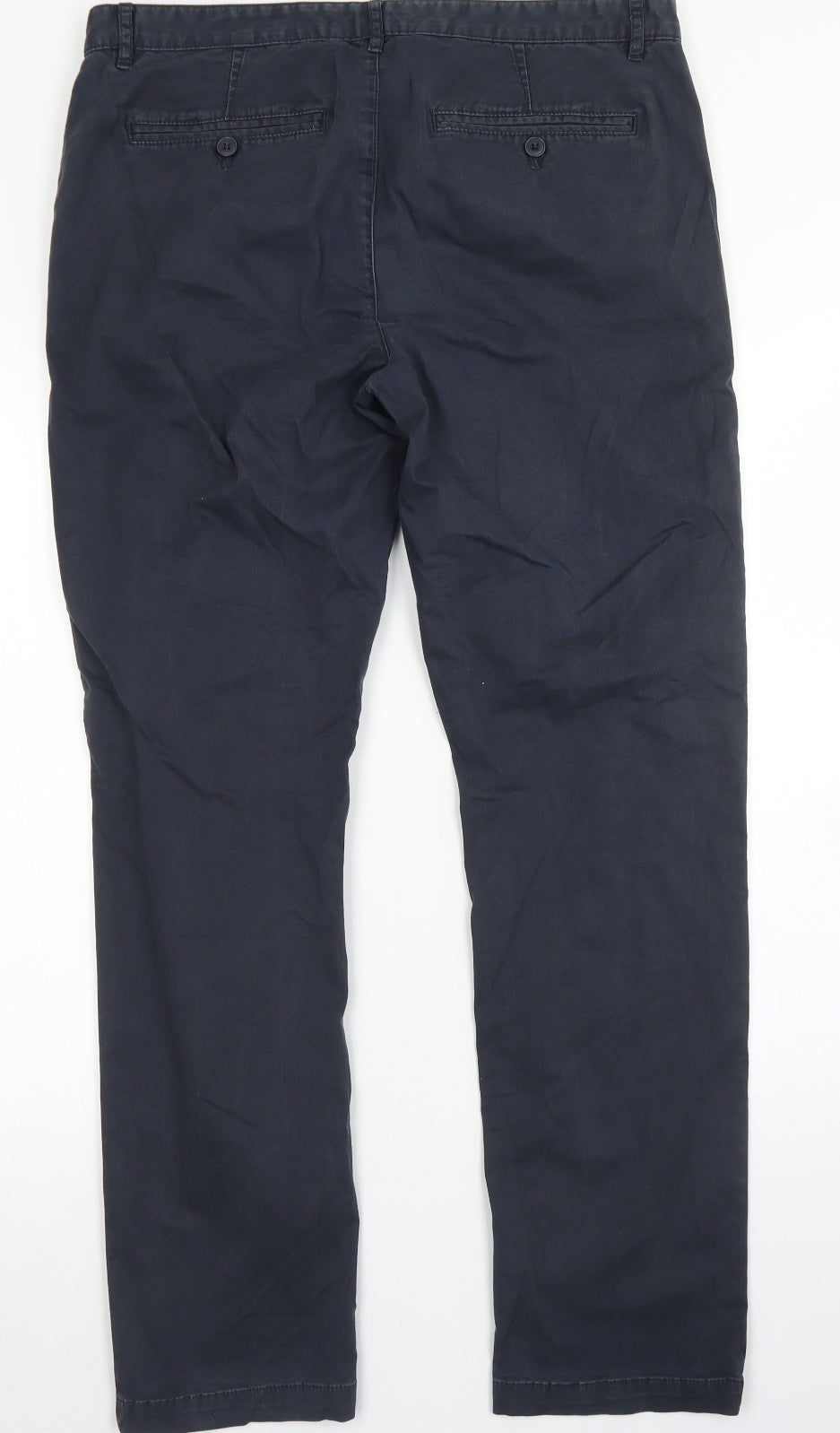 Blaq Mens Black  Cotton Chino Trousers Size 34 in L31 in Regular Button