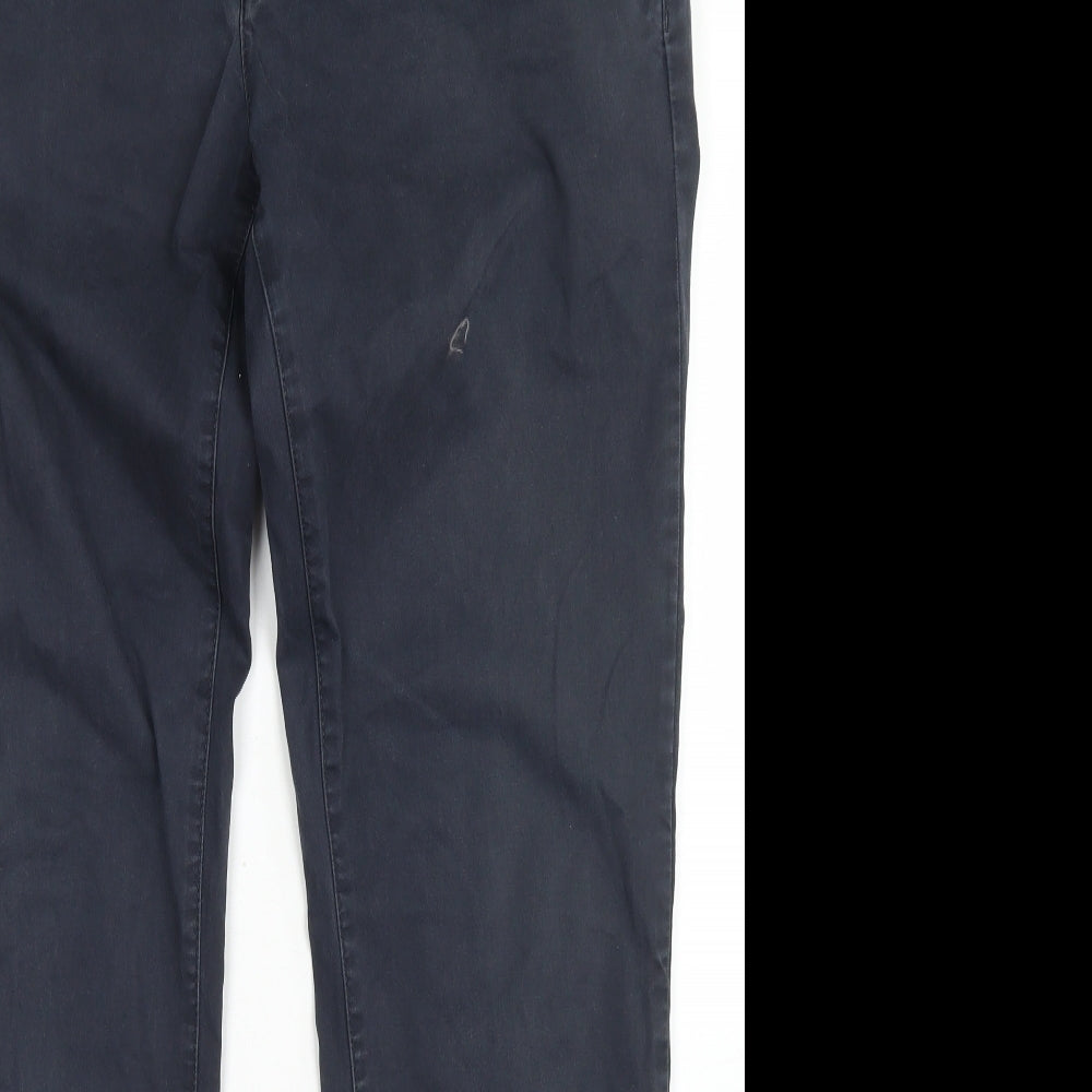 Blaq Mens Black  Cotton Chino Trousers Size 34 in L31 in Regular Button